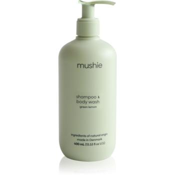 Mushie Organic Baby 2 in 1 gel de dus si sampon pentru copii Green Lemon 400 ml