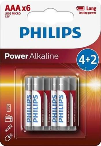 Baterie Philips  4+2 AAA (1,5V) - ro?u/alb/gri - Mărimea 8,3x2,3x12cm