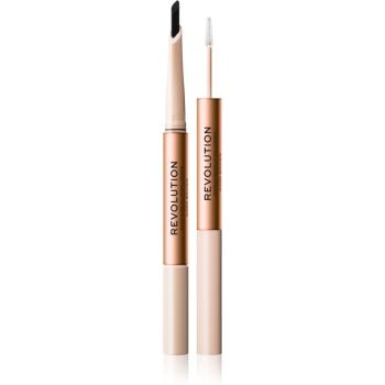 Makeup Revolution Fluffy Brow Filter Duo creion dermatograf cu două capete pentru sprâncene pentru fixare și formă culoare Dark Brown 0.12 g