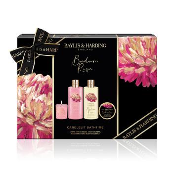 Baylis & Harding Set cu lumânare și îngrijire corporală Secret Rose 4 buc