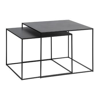 Măsuțe de cafea negre 2 buc. din metal 65x65 cm Pebble – Unique Furniture