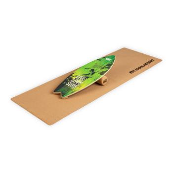 BoarderKING Indoorboard Wave, placă pentru echilibru, covor, cilindru, lemn / plută, verde