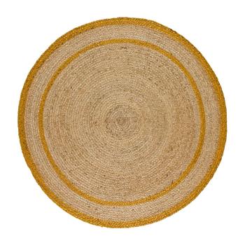 Covor galben muștar-natural rotund ø 120 cm Mahon – Universal