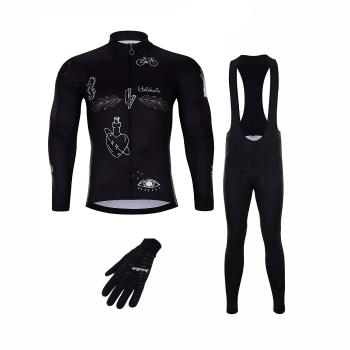 
                 HOLOKOLO Mega set de ciclism - BLACK OUT WINTER - alb/negru 
            