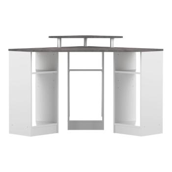 Birou alb cu blat cu aspect de beton 94x94 cm - TemaHome