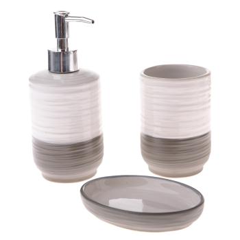 Set de accesorii de baie alb/gri din ceramică – Dakls