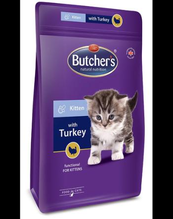 BUTCHER'S Functional Kitten hrana uscata pentru pisoi, cu curcan 800 g (2 + 1 GRATIS)