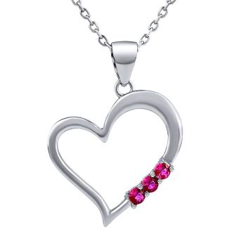 Silvego Colier din argint INIMA cu pandantiv inimă cu zirconiu Swarovski Zirconia fucsia SILVEGO11580NR