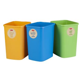 Set 3 coșuri de gunoi pentru sortarea deșeurilor Curver ECO, 25 l