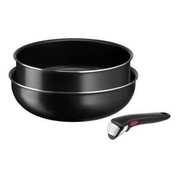 Set de vase pentru gătit 3 buc. din aluminiu Ingenio Easy Cook & Clean Black – Tefal