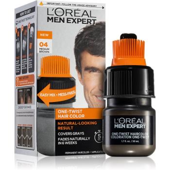 L’Oréal Paris Men Expert One Twist culoare par cu aplicator pentru bărbați 04 Medium Brown