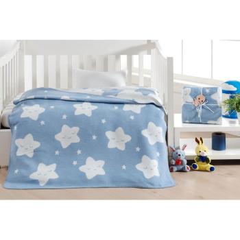 Pătură albastră pentru copii 120x100 cm Star - Minimalist Cushion Covers