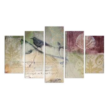 Tablou din mai multe piese Birdie On The Branch, 110 x 60 cm
