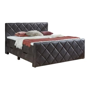 Pat boxspring negru cu spațiu de depozitare 180x200 cm Chester – Rojaplast