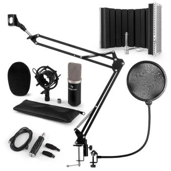 Auna CM003, set de microfon, USB convertor, kit de microfon condensator V5 + braț de microfon, culoare neagră