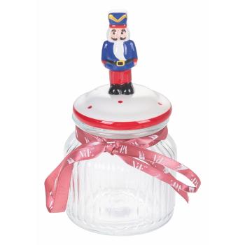 Recipient din sticlă pentru alimente de Crăciun Villa d'Este Nutcracker, înălțime 23,7 cm