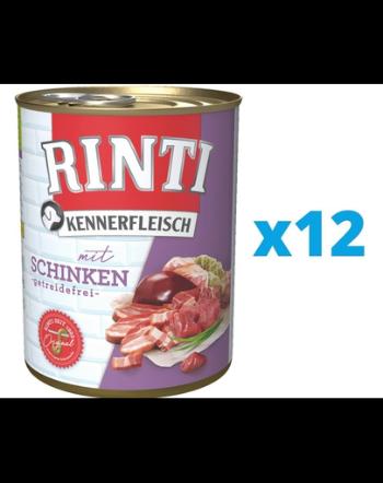 RINTI Kennerfleisch Ham hrana umeda pentru caini 12 x 800 g, cu sunca