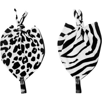KLRK Home Wild B&W Leopard&Zebra pătură mini cu nod 26x26 cm 2 buc