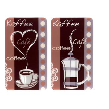 Set 2 protecții din sticlă pentru aragaz Wenko Coffee, 52 x 30 cm