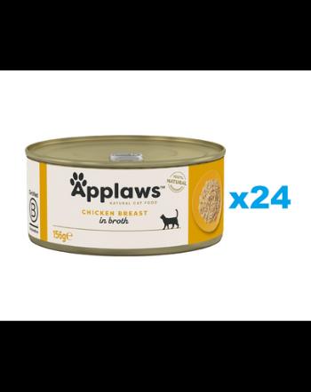 APPLAWS Cat Adult Chicken Breast in Broth pachet conserve 24x156g piept pui in supa