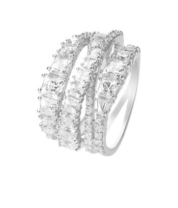 Swarovski Inel strălucitor din trei rânduri TWIST 5584656 52 mm