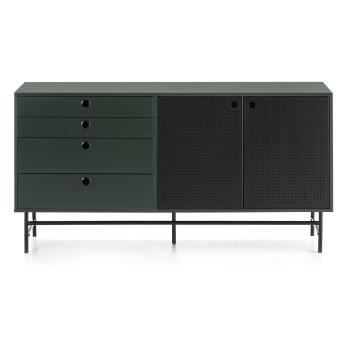 Comodă Teulat Punto, lungime 150 cm, negru-verde