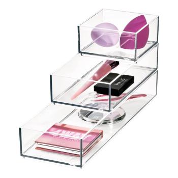 Organizatoare de baie pentru cosmetice 3 buc. din plastic reciclat Stack & Slide – iDesign