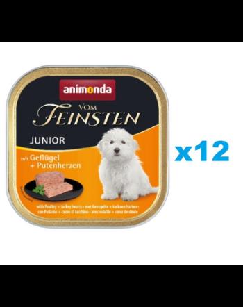 ANIMONDA vom Feinsten Junior Hrana umeda catei, cu inimi de pasare si curcan 12x150g