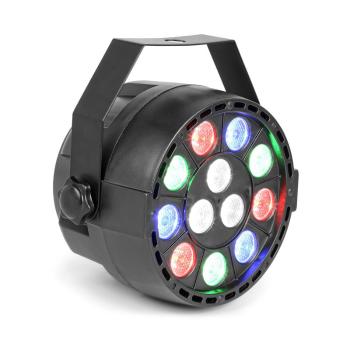 Beamz Party, reflector UV PAR, 15 W, 12 x LED UV, modul DMX și stand alone, afișaj LED, negru