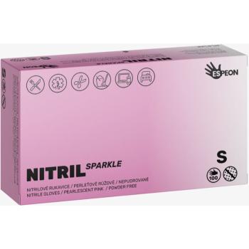 Espeon Nitril Sparkle Pearlescent Pink mănuși din nitril, fără pudră mărime S 2x50 buc