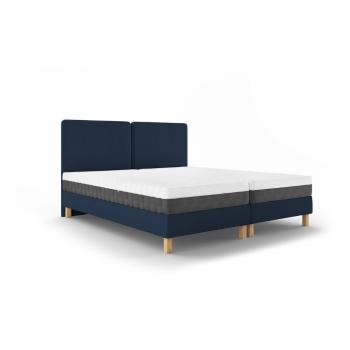 Pat dublu Mazzini Beds Lotus, 140 x 200 cm, albastru închis