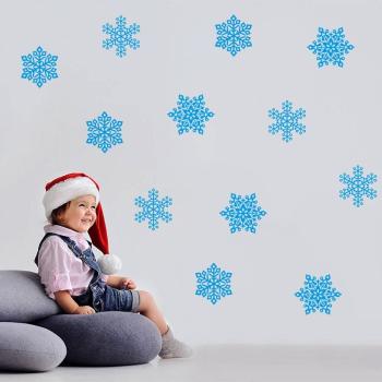 Crăciun decorare pe perete - Albastru fulgi