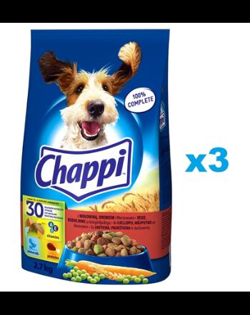 CHAPPI Hrana uscata pentru caini adulti 3x2.7kg cu vita