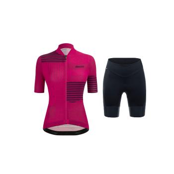 
                 SANTINI Tricoul și pantaloni scurți de ciclism - GIADA OPTIC LADY - roz/negru 
            