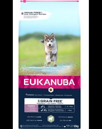 EUKANUBA Grain Free L Puppy 12 kg Sac hrana uscata pentru catei talie mare, cu miel