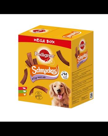 PEDIGREE Mega Box Schmackos Recompense fasii caini, cu vita, miel si pasare 790 g