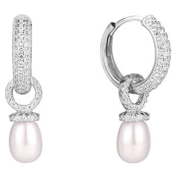 JwL Luxury Pearls Cercei cu cercei multifuncționale din argint cu perlă dreaptă și zirconiu JL0592