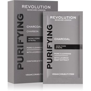 Revolution Skincare Purifying Charcoal patch-uri de curatare a prilor de pe nas cu cărbune activ 6 buc