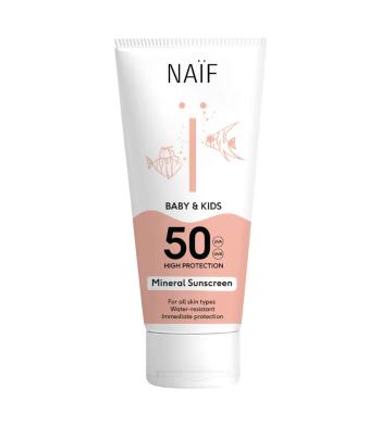 NAÏF Cremă de protecție solară pentru copii și bebeluși SPF 50 Baby & Kids (Mineral Sunscreen) 100 ml