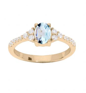 Troli Inel frumos placat cu aur cu topaz și zircon PO/SRC0203TZ 54 mm