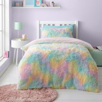 Lenjerie de pat pentru copii din micropluș/cocolino pentru pat dublu 200x200 cm Rainbow Cuddly – Catherine Lansfield