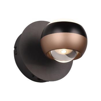 Aplică de perete negru-arămiu  LED ø 10 cm Orbit – Trio Select