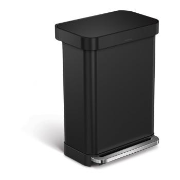 Coș de gunoi negru mat cu pedală din oțel 55 l – simplehuman