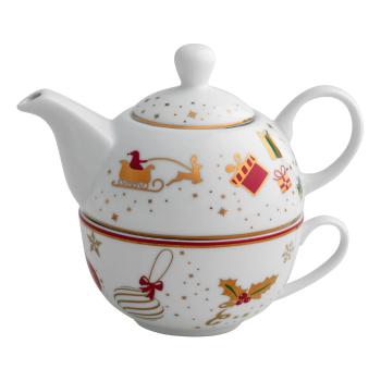 Ceainic din porțelan cu ceașcă Brandani Alleluia Porcelain, lungime 15 cm