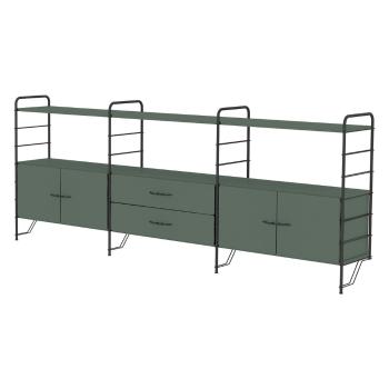 Sistem modular de rafturi verde închis/negru 244x97 cm Dakota – Tenzo