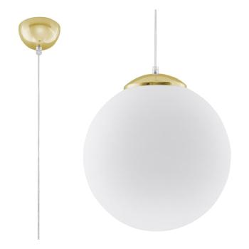 Lustră aurie cu abajur din sticlă ø 30 cm Cezab – Nice Lamps