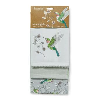 Set 3 prosoape de bucătărie din bumbac Cooksmart ® Hummingbirds, gri