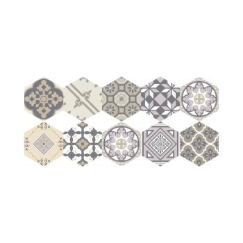 Set 10 autocolante de podea Ambiance Hexagons Vitas, 40 x 90 cm