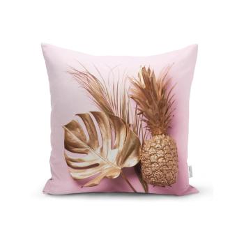 Față de pernă Minimalist Cushion Covers Golden Ananas and Leafes, 45 x 45 cm