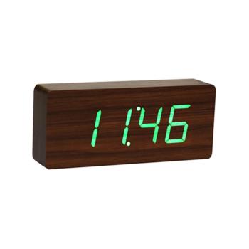 Ceas deșteptător cu LED Gingko Slab Click Clock, maro - verde